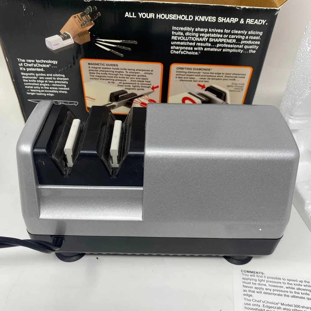 Vtg 90's Chef's Choice Knife Sharpener Diamond Hone 300 Platinum Made in USA